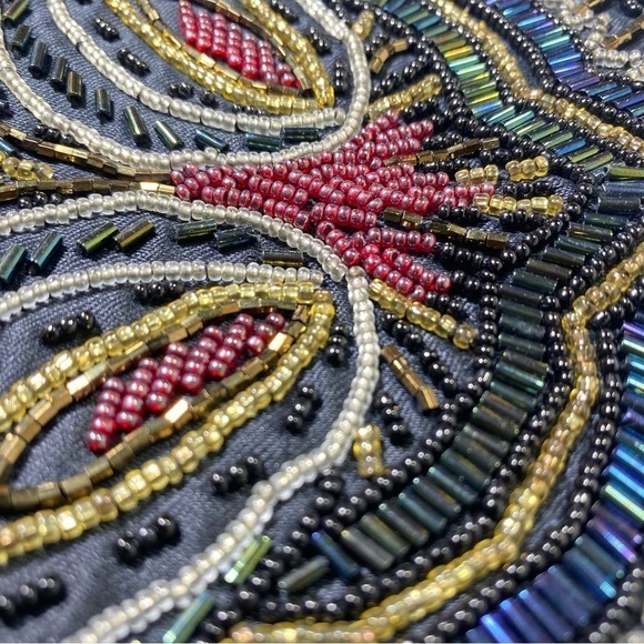 Carla Marchi black multi color beaded evening purse shoulder bag EUC - Picture 11 of 13